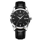 Relógio Masculino LIGE Luxo Militar – Pulseira de Couro, à Prova d'Água, com Data, Semana e Ponteiros Luminosos + Caixa Exclusiva