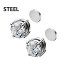 Brincos Magnéticos de 6MM com Cristal de Zircônia para Homens – Aço Inox Punk Sem Dor e Sem Furo