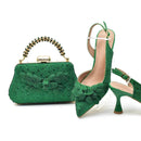 Conjunto Italiano Luxo: Scarpin Bico Fino em Couro com Strass + Clutch Exclusiva – Arrase no Casamento e na Festa