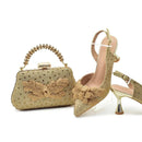 Conjunto Italiano Luxo: Scarpin Bico Fino em Couro com Strass + Clutch Exclusiva – Arrase no Casamento e na Festa
