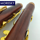 Clarinete Profissional MORESKY em Madeira Vermelha (Rosewood/Mopane) Sib (Bb) – Chaves Folheadas a Ouro – Modelo M17