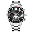 Relógio de quartzo masculino luxuoso, 4 peças, liga de ouro, romano, com calendário, relógio de pulso, colar com pulseira e anel, presente masculino