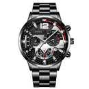 Relógio de quartzo masculino luxuoso, 4 peças, liga de ouro, romano, com calendário, relógio de pulso, colar com pulseira e anel, presente masculino