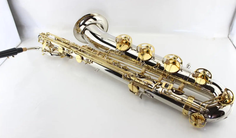 Saxofone Barítono Margewate Mi Bemol Latão Nicke Silver Chave Dourada Sax Barítono Novo Instrumento Musical com Estojo para Boquilha
