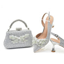 Conjunto Italiano Luxo: Scarpin Bico Fino em Couro com Strass + Clutch Exclusiva – Arrase no Casamento e na Festa