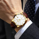 Relógio Masculino LIGE Luxo Militar – Pulseira de Couro, à Prova d'Água, com Data, Semana e Ponteiros Luminosos + Caixa Exclusiva