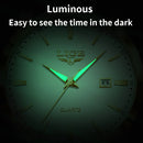 Relógio Masculino LIGE Luxo Militar – Pulseira de Couro, à Prova d'Água, com Data, Semana e Ponteiros Luminosos + Caixa Exclusiva