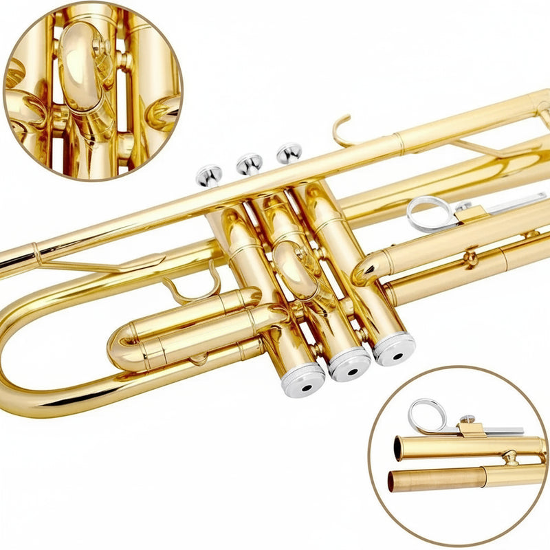 Trompete Bb SLADE — Instrumento de Metal -acompanha estojo e bocal modelo 7C.