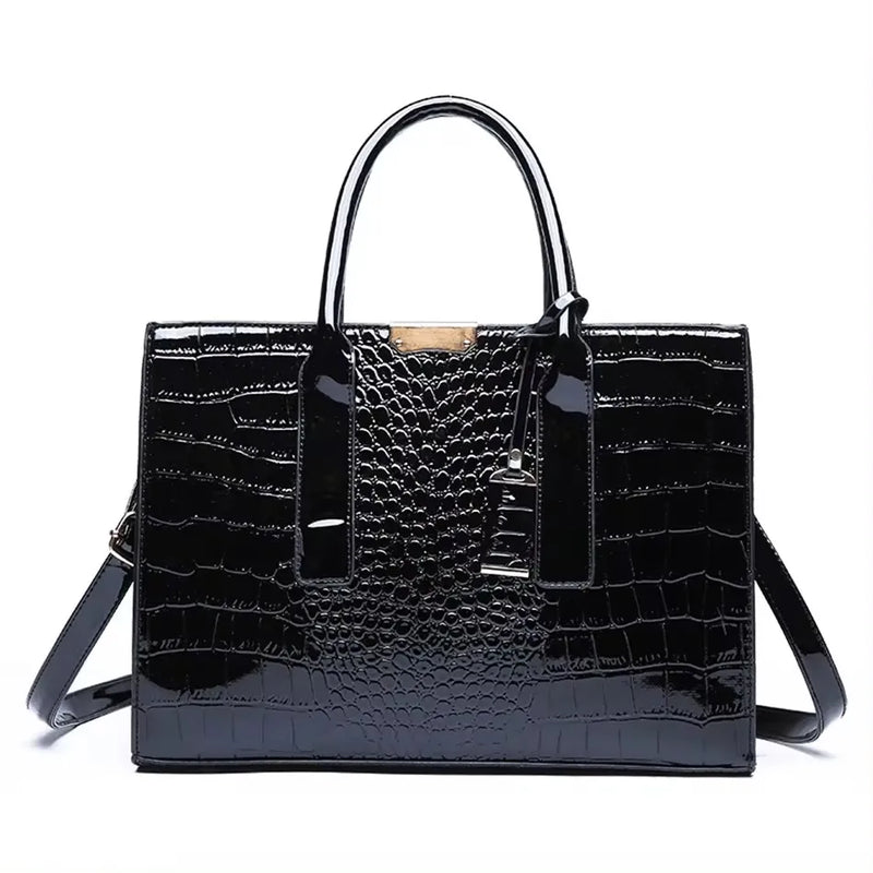 Bolsa Luxuosa em Couro Macio com Estampa Fashion – Grande Capacidade para Mulheres Sofisticadas | Use no Ombro ou Transversal – Edição Exclusiva Designer