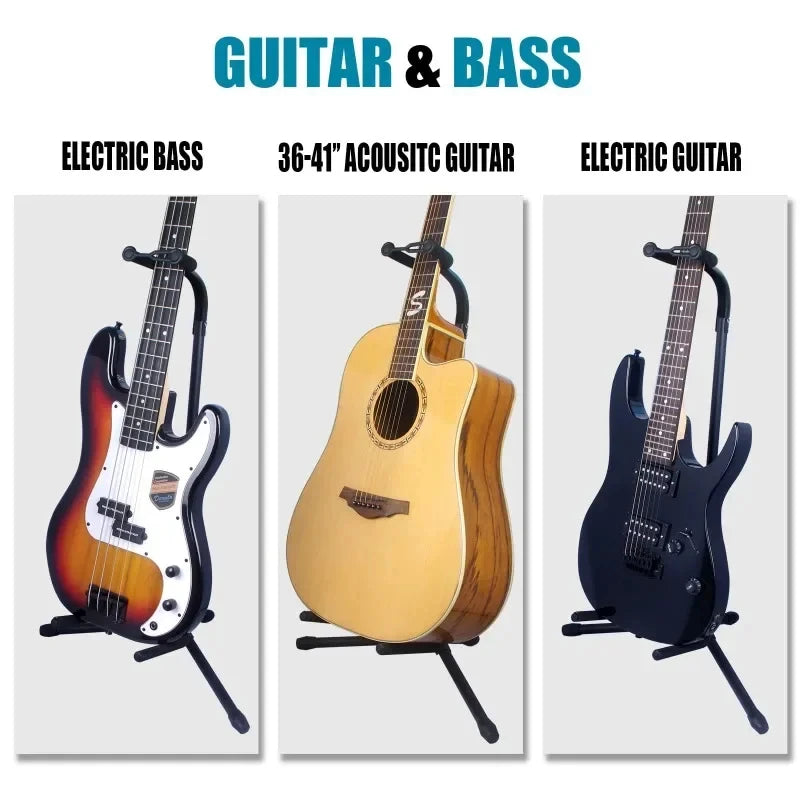 Suporte Vertical para Violão e Guitarra – Dobrável e Ajustável – Expositor de Instrumentos Musicais (Ukulele, Pipa, Baixo, Violão Folk, Clássico, Elétrico e Guitarra de Madeira) 🎸