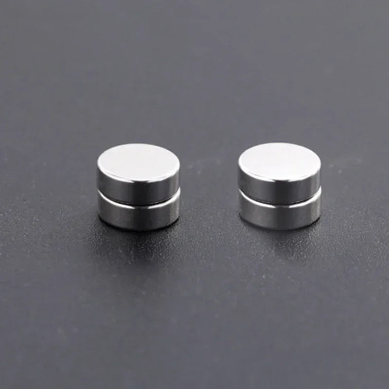 Brincos Magnéticos de 6MM com Cristal de Zircônia para Homens – Aço Inox Punk Sem Dor e Sem Furo