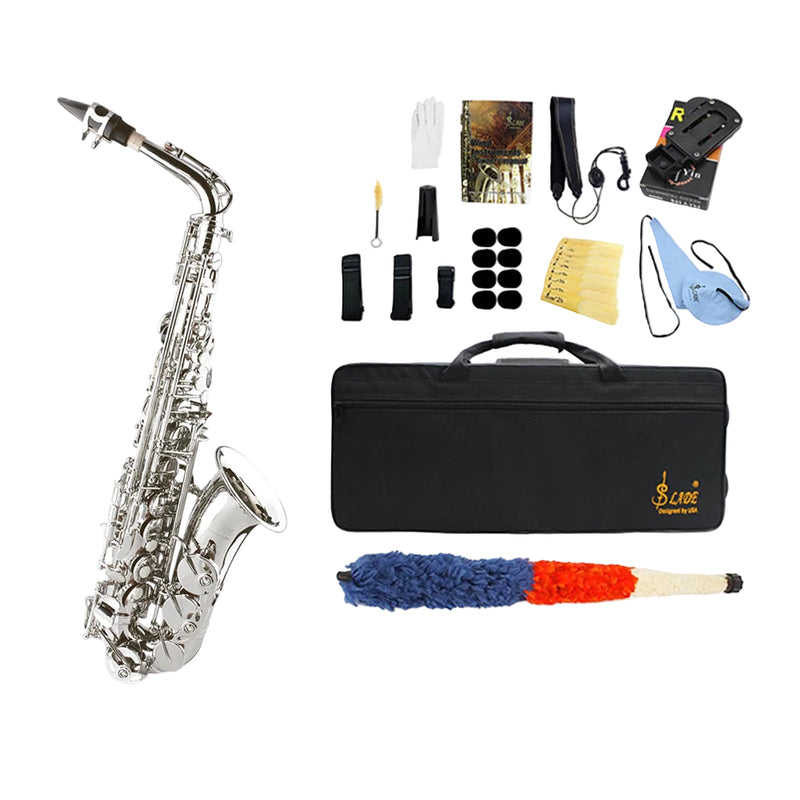 Saxofone Alto Eb, Conjunto Profissional de Instrumento de Sopro com Estojo, Palheta e Acessórios