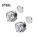 Brincos Magnéticos de 6MM com Cristal de Zircônia para Homens – Aço Inox Punk Sem Dor e Sem Furo