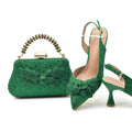 Conjunto Italiano Luxo: Scarpin Bico Fino em Couro com Strass + Clutch Exclusiva – Arrase no Casamento e na Festa