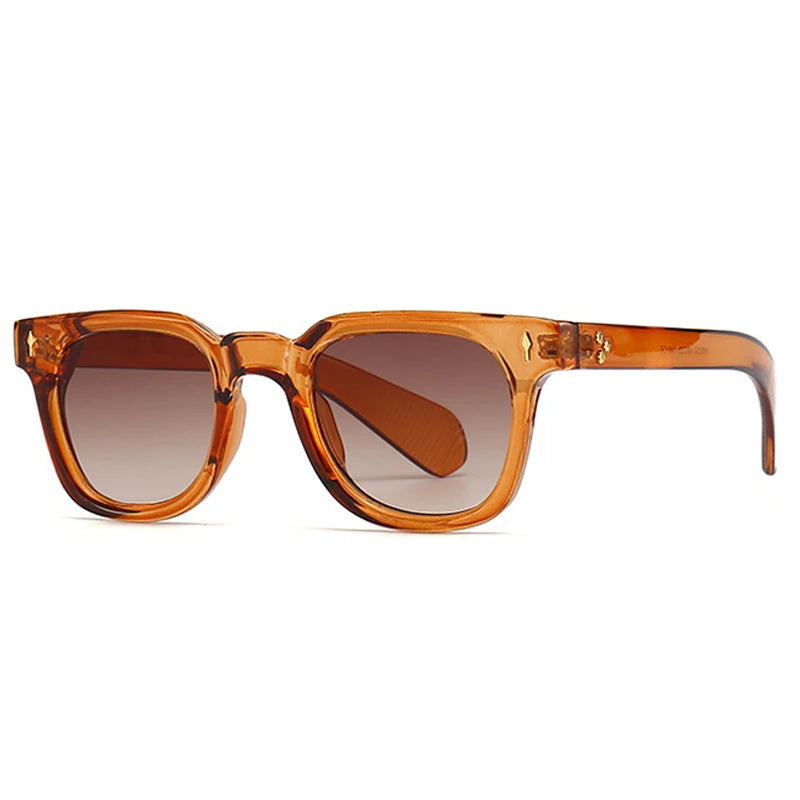 Óculos de sol quadrados retrô Shauna masculinos com rebites UV400