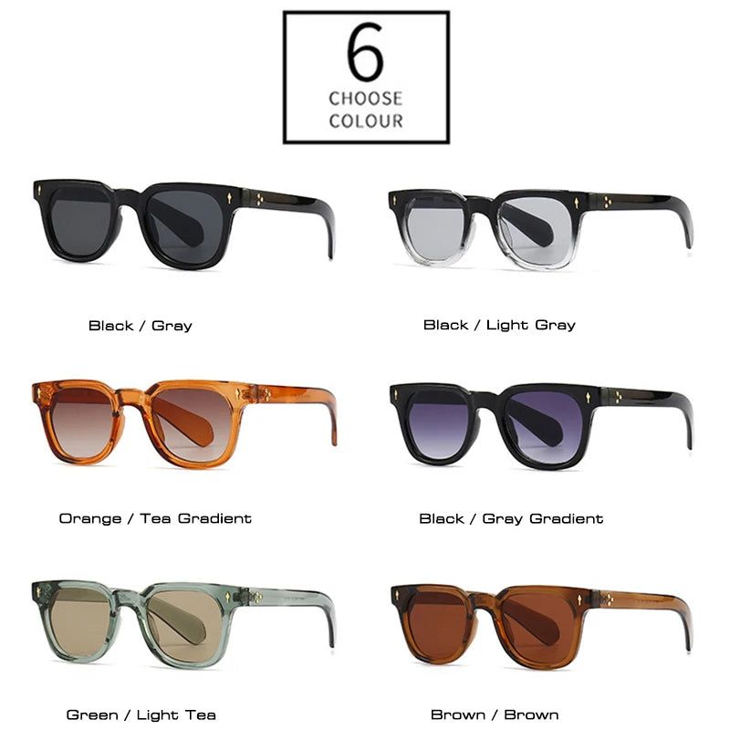 Óculos de sol quadrados retrô Shauna masculinos com rebites UV400
