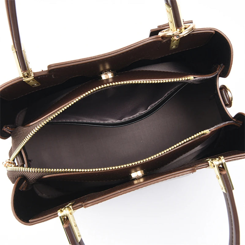 Bolsa Luxuosa em Couro Macio com Estampa Fashion – Grande Capacidade para Mulheres Sofisticadas | Use no Ombro ou Transversal – Edição Exclusiva Designer