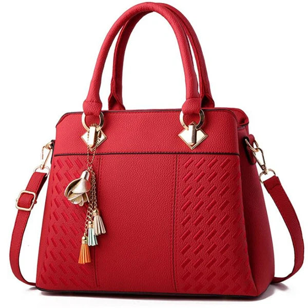 Bolsa Feminina Gusure Luxo com Alça Lateral, Bordado e Tassel