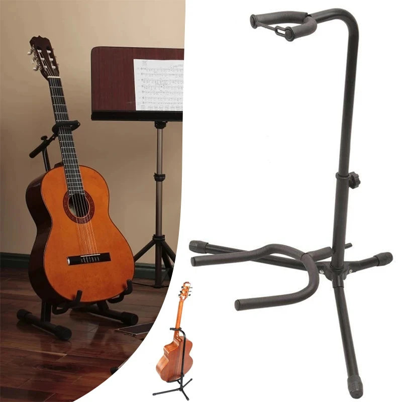 Suporte Vertical para Violão e Guitarra – Dobrável e Ajustável – Expositor de Instrumentos Musicais (Ukulele, Pipa, Baixo, Violão Folk, Clássico, Elétrico e Guitarra de Madeira) 🎸