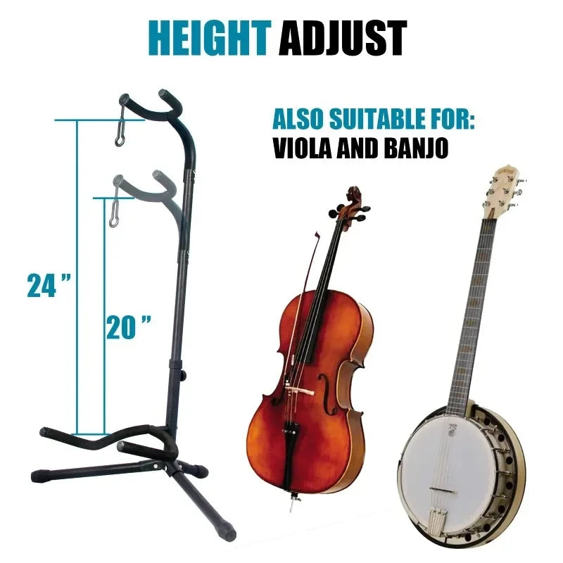 Suporte Vertical para Violão e Guitarra – Dobrável e Ajustável – Expositor de Instrumentos Musicais (Ukulele, Pipa, Baixo, Violão Folk, Clássico, Elétrico e Guitarra de Madeira) 🎸