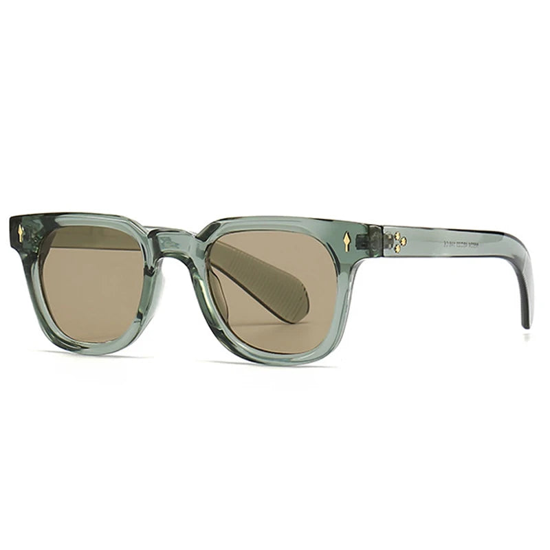 Óculos de sol quadrados retrô Shauna masculinos com rebites UV400