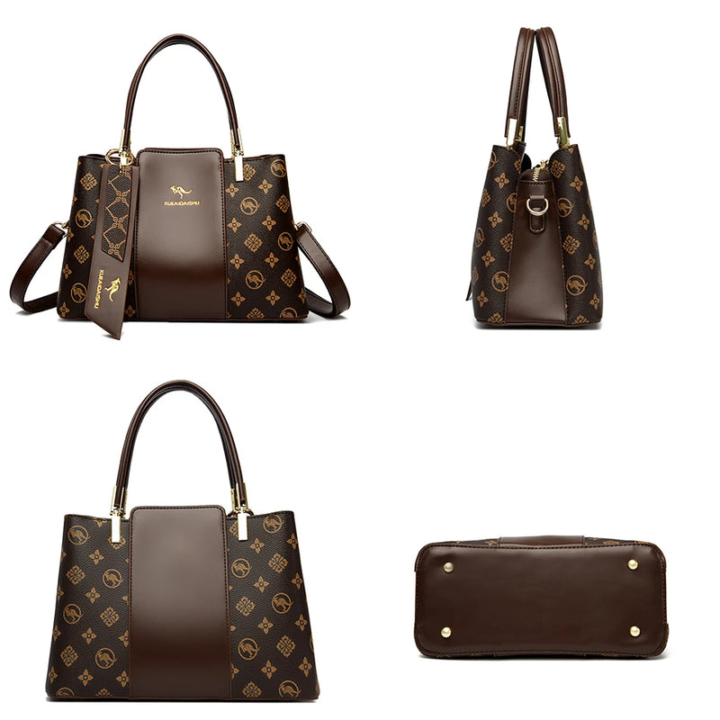 Bolsa Luxuosa em Couro Macio com Estampa Fashion – Grande Capacidade para Mulheres Sofisticadas | Use no Ombro ou Transversal – Edição Exclusiva Designer