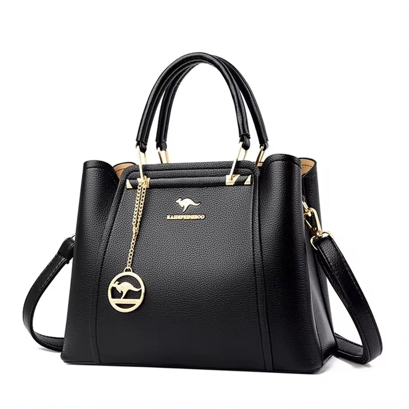 Bolsa Luxuosa em Couro Macio com Estampa Fashion – Grande Capacidade para Mulheres Sofisticadas | Use no Ombro ou Transversal – Edição Exclusiva Designer