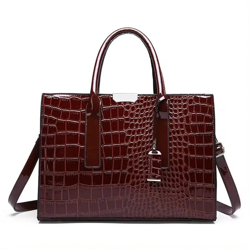 Bolsa Luxuosa em Couro Macio com Estampa Fashion – Grande Capacidade para Mulheres Sofisticadas | Use no Ombro ou Transversal – Edição Exclusiva Designer