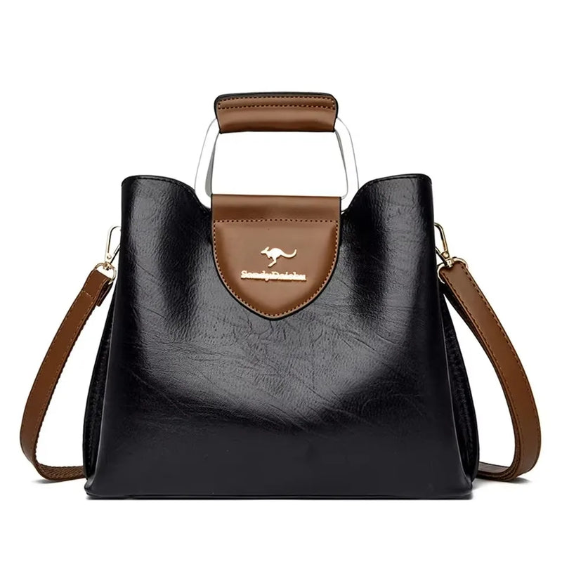 Bolsa Luxuosa em Couro Macio com Estampa Fashion – Grande Capacidade para Mulheres Sofisticadas | Use no Ombro ou Transversal – Edição Exclusiva Designer