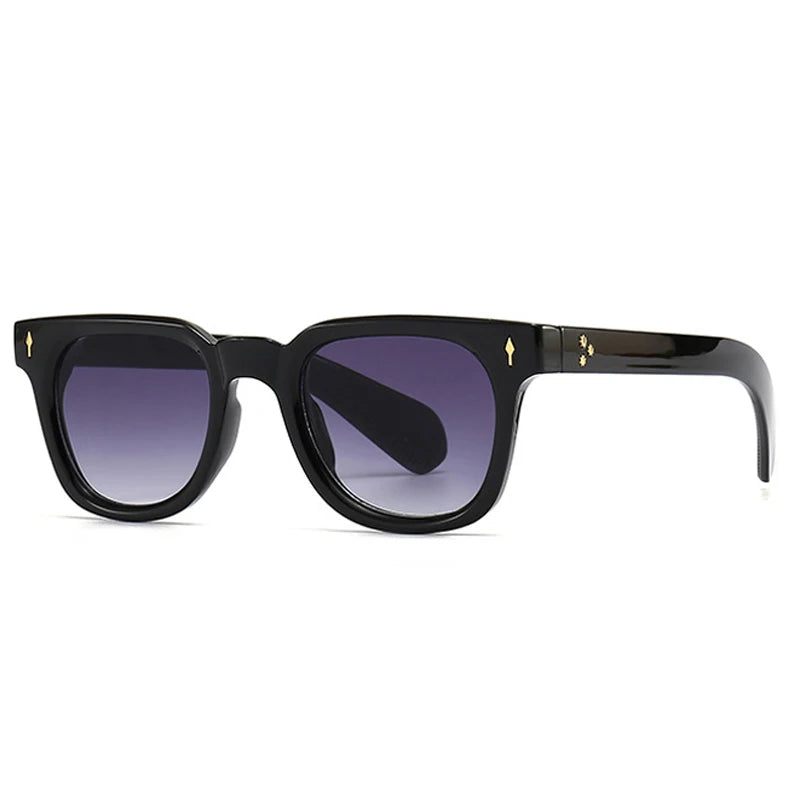 Óculos de sol quadrados retrô Shauna masculinos com rebites UV400