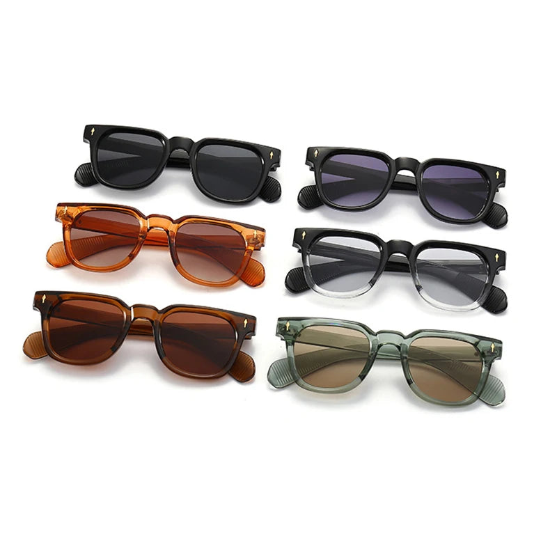 Óculos de sol quadrados retrô Shauna masculinos com rebites UV400